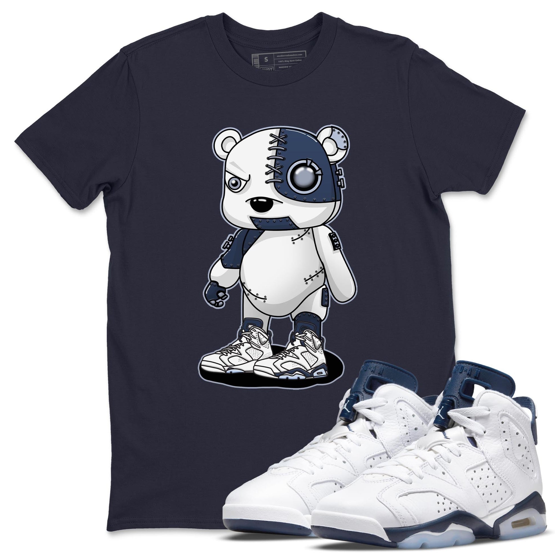 Jordan 6 Midnight Navy Sneaker Match Tees Cyborg Bear Sneaker Tees Jordan 6 Midnight Navy Sneaker Release Tees Unisex Shirts