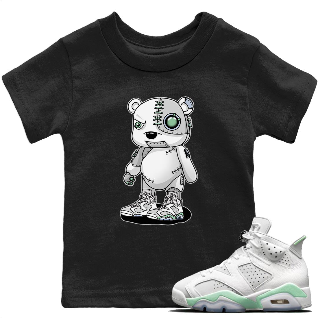 Jordan 6 Mint Foam Sneaker Match Tees Cyborg Bear Sneaker Tees Jordan 6 Mint Foam Sneaker Release Tees Kids Shirts