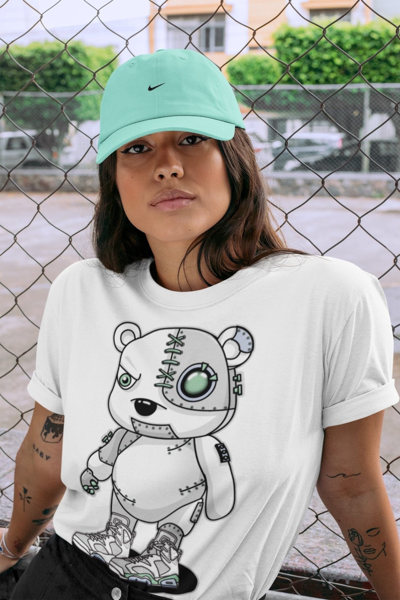 Jordan 6 Mint Foam Sneaker Match Tees Cyborg Bear Sneaker Tees Jordan 6 Mint Foam Sneaker Release Tees Unisex Shirts