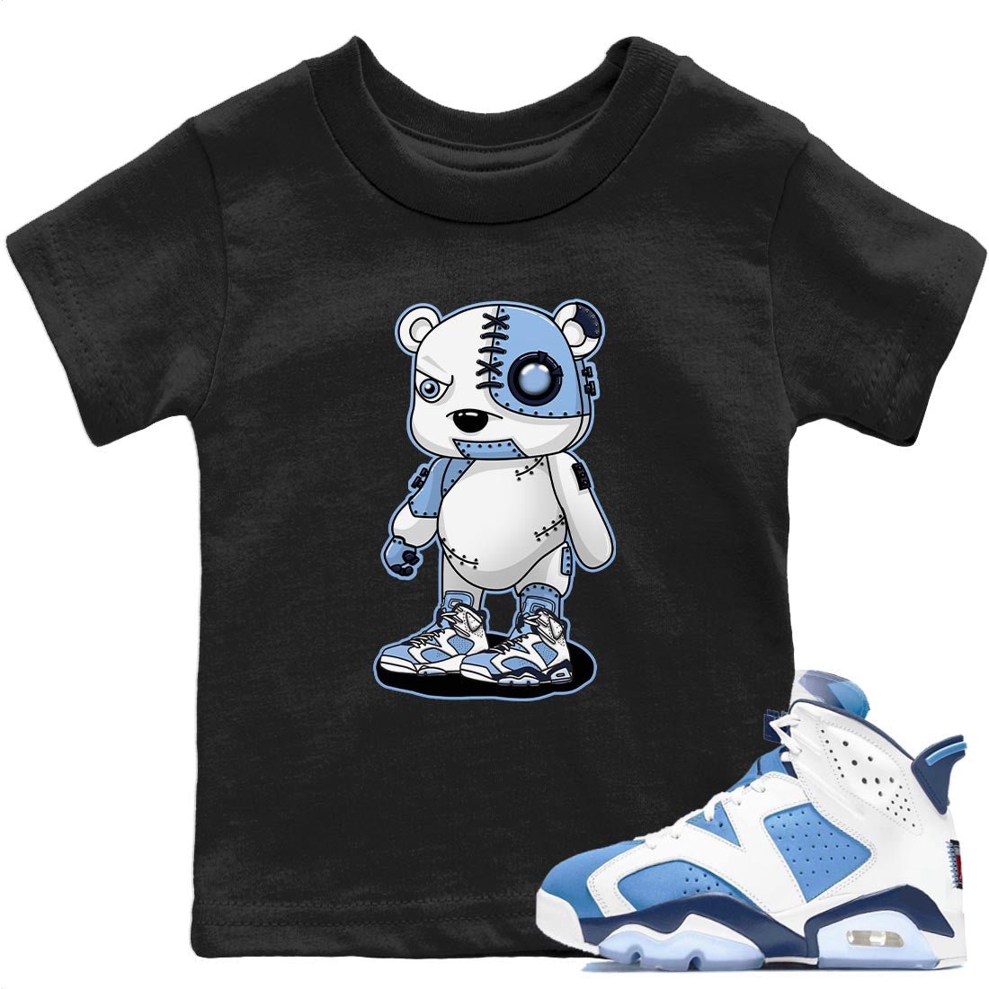 Jordan 6 UNC Sneaker Match Tees Cyborg Bear Sneaker Tees Jordan 6 UNC Sneaker Release Tees Kids Shirts