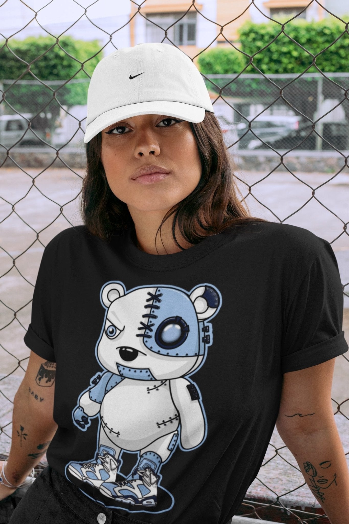 Jordan 6 UNC Sneaker Match Tees Cyborg Bear Sneaker Tees Jordan 6 UNC Sneaker Release Tees Unisex Shirts