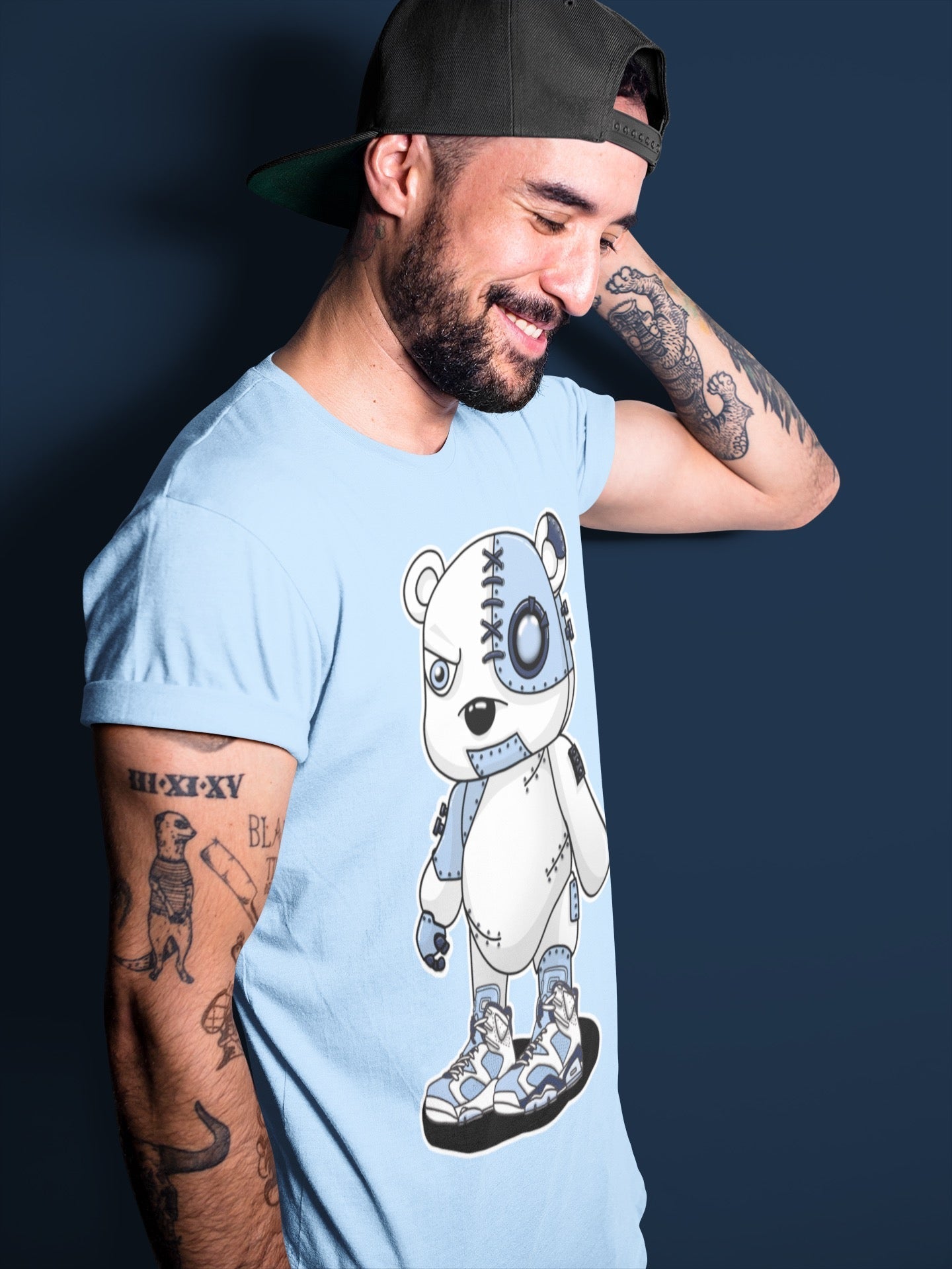 Jordan 6 UNC Sneaker Match Tees Cyborg Bear Sneaker Tees Jordan 6 UNC Sneaker Release Tees Unisex Shirts