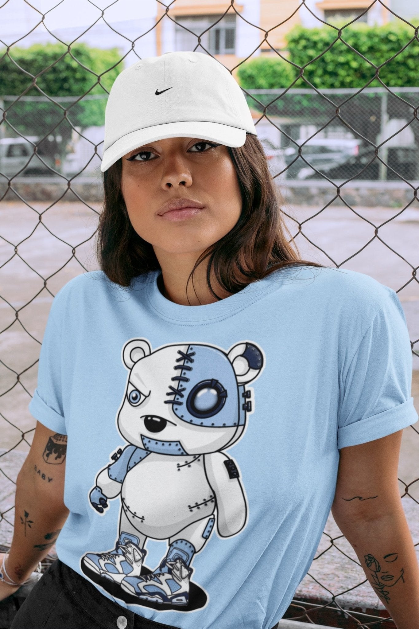 Jordan 6 UNC Sneaker Match Tees Cyborg Bear Sneaker Tees Jordan 6 UNC Sneaker Release Tees Unisex Shirts