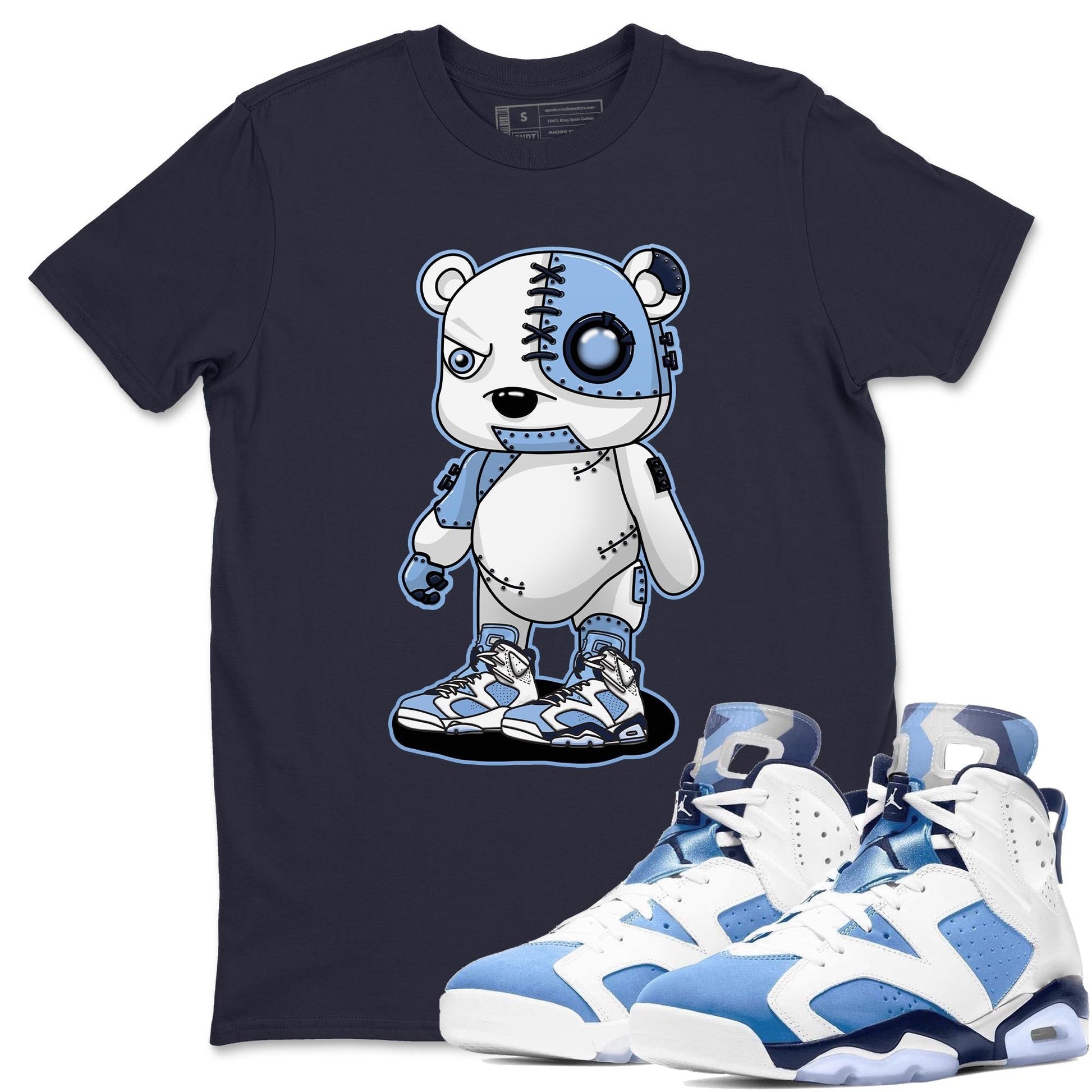 Jordan 6 UNC Sneaker Match Tees Cyborg Bear Sneaker Tees Jordan 6 UNC Sneaker Release Tees Unisex Shirts