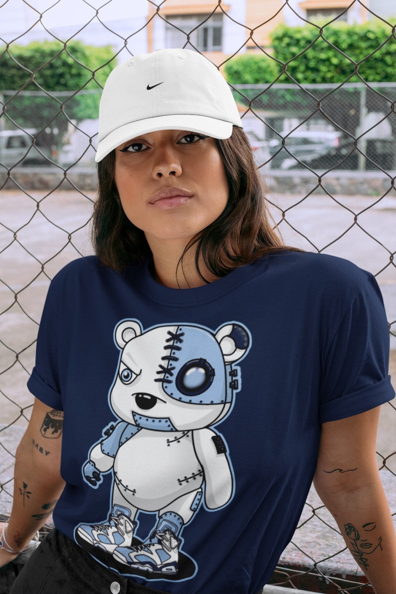 Jordan 6 UNC Sneaker Match Tees Cyborg Bear Sneaker Tees Jordan 6 UNC Sneaker Release Tees Unisex Shirts