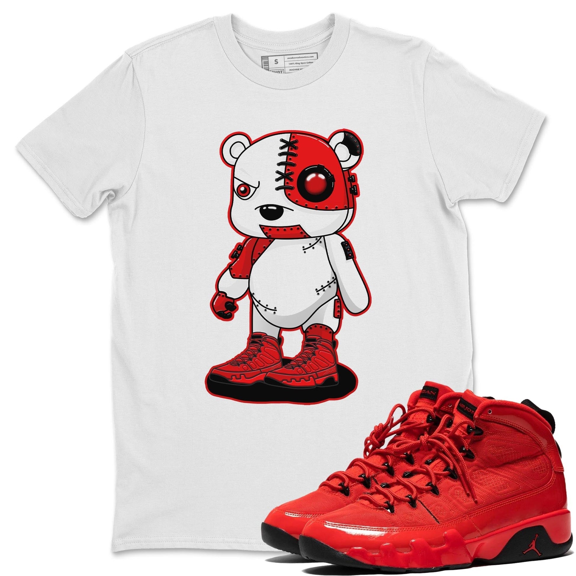 Jordan 9 Chile Red Sneaker Match Tees Cyborg Bear Sneaker Tees Jordan 9 Chile Red Sneaker Release Tees Unisex Shirts