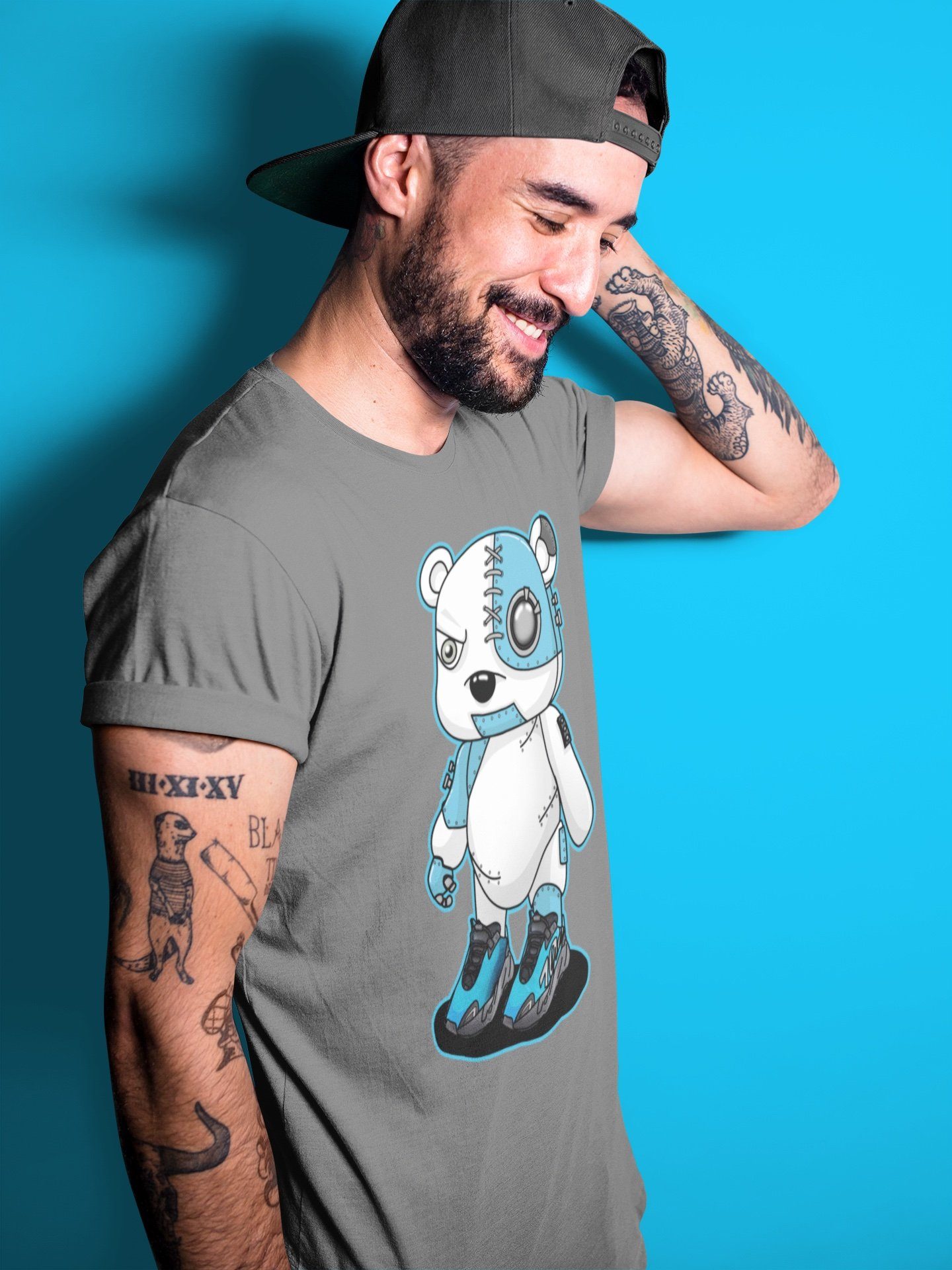 Yeezy 700 Bright Cyan Sneaker Match Tees Cyborg Bear Sneaker Tees Yeezy 700 Bright Cyan Sneaker Release Tees Unisex Shirts