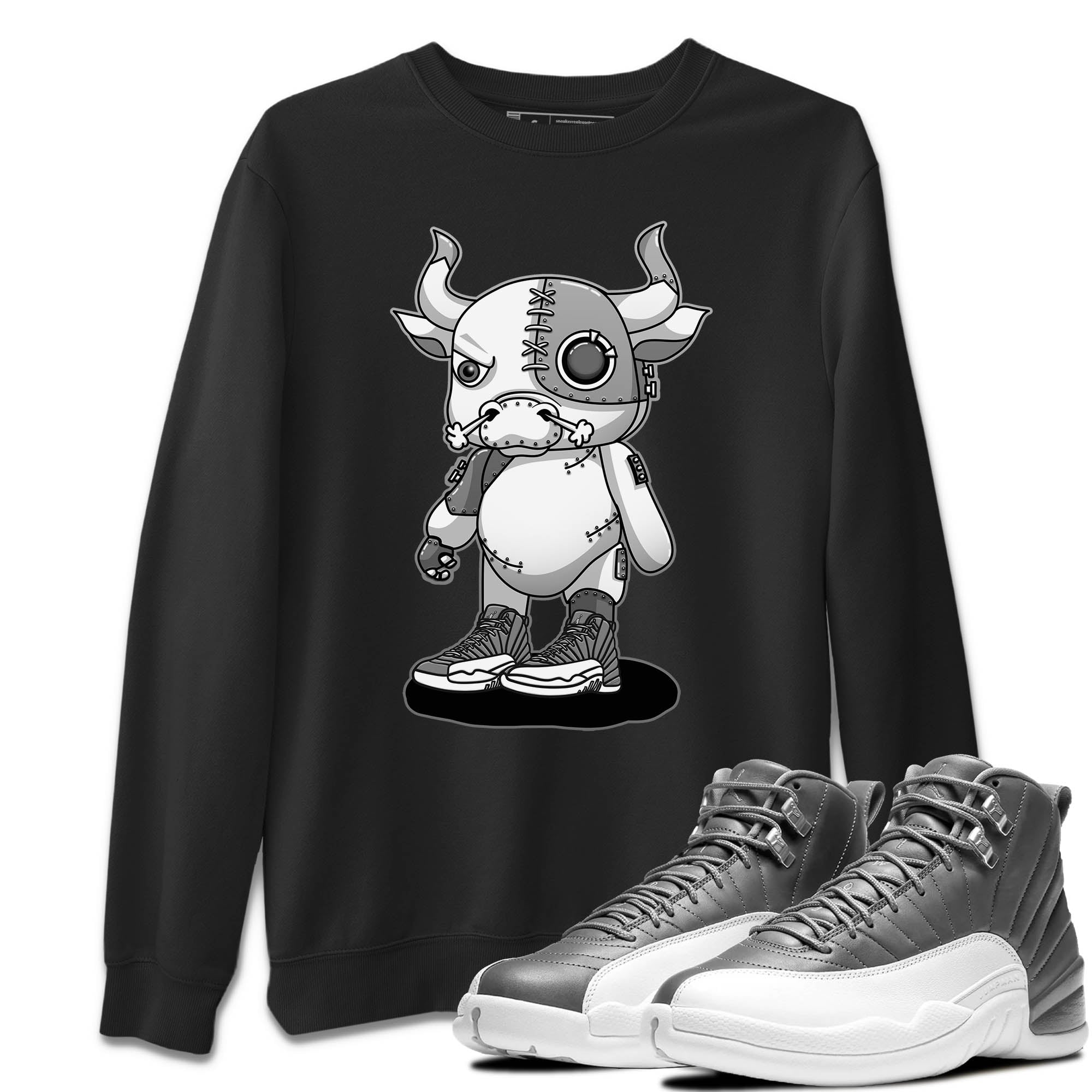 Jordan 12 Stealth Sneaker Match Tees Cyborg Bull Sneaker Tees Jordan 12 Stealth Sneaker Release Tees Unisex Shirts