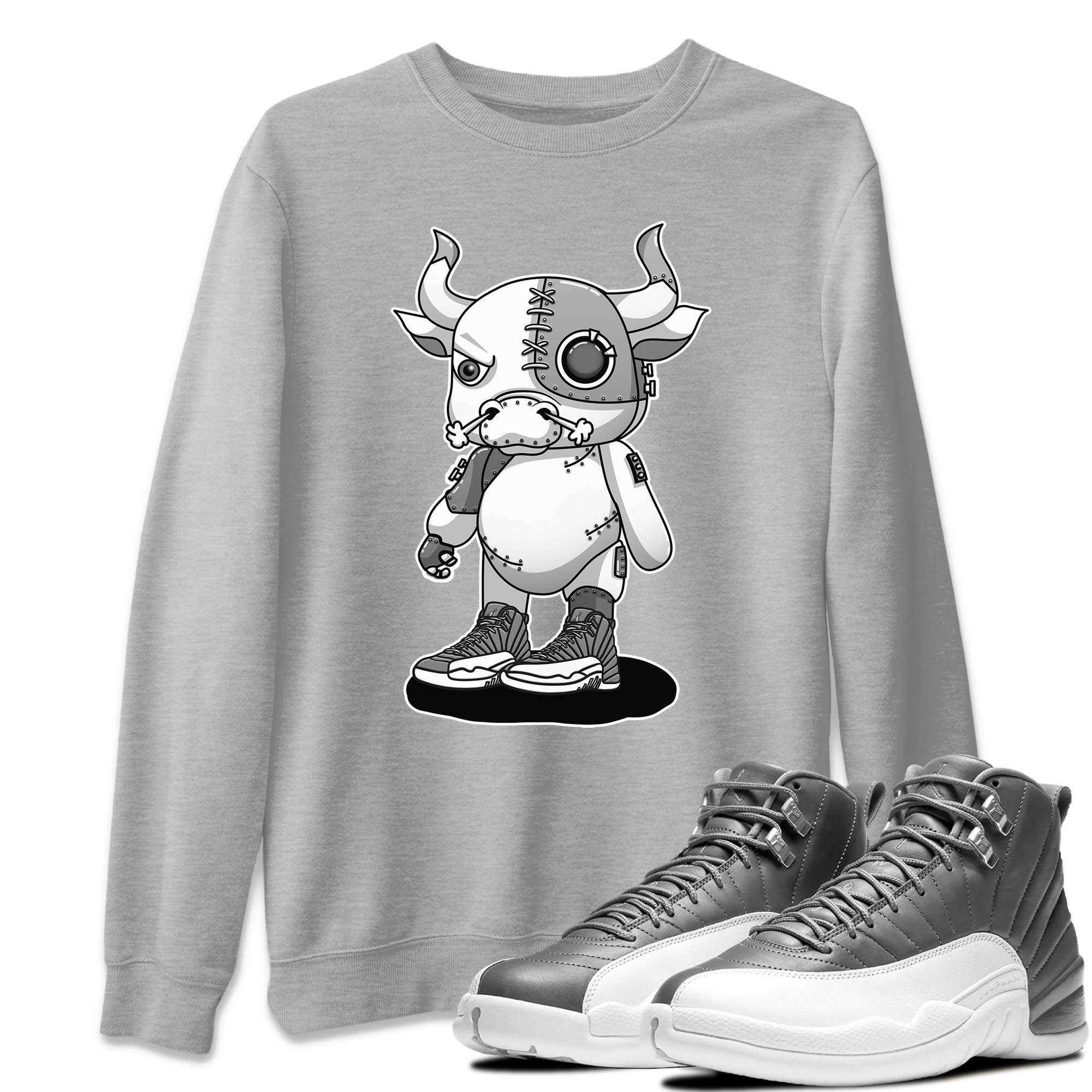 Jordan 12 Stealth Sneaker Match Tees Cyborg Bull Sneaker Tees Jordan 12 Stealth Sneaker Release Tees Unisex Shirts