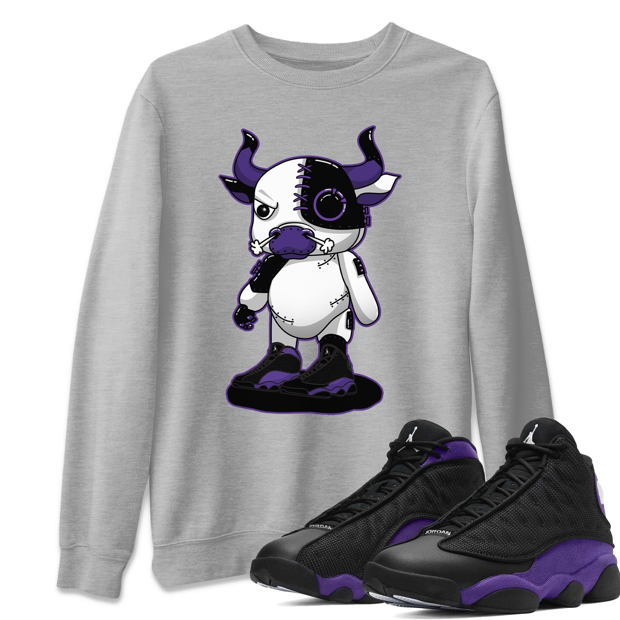 Jordan 13 Court Purple Sneaker Match Tees Cyborg Bull Sneaker Tees Jordan 13 Court Purple Sneaker Release Tees Unisex Shirts
