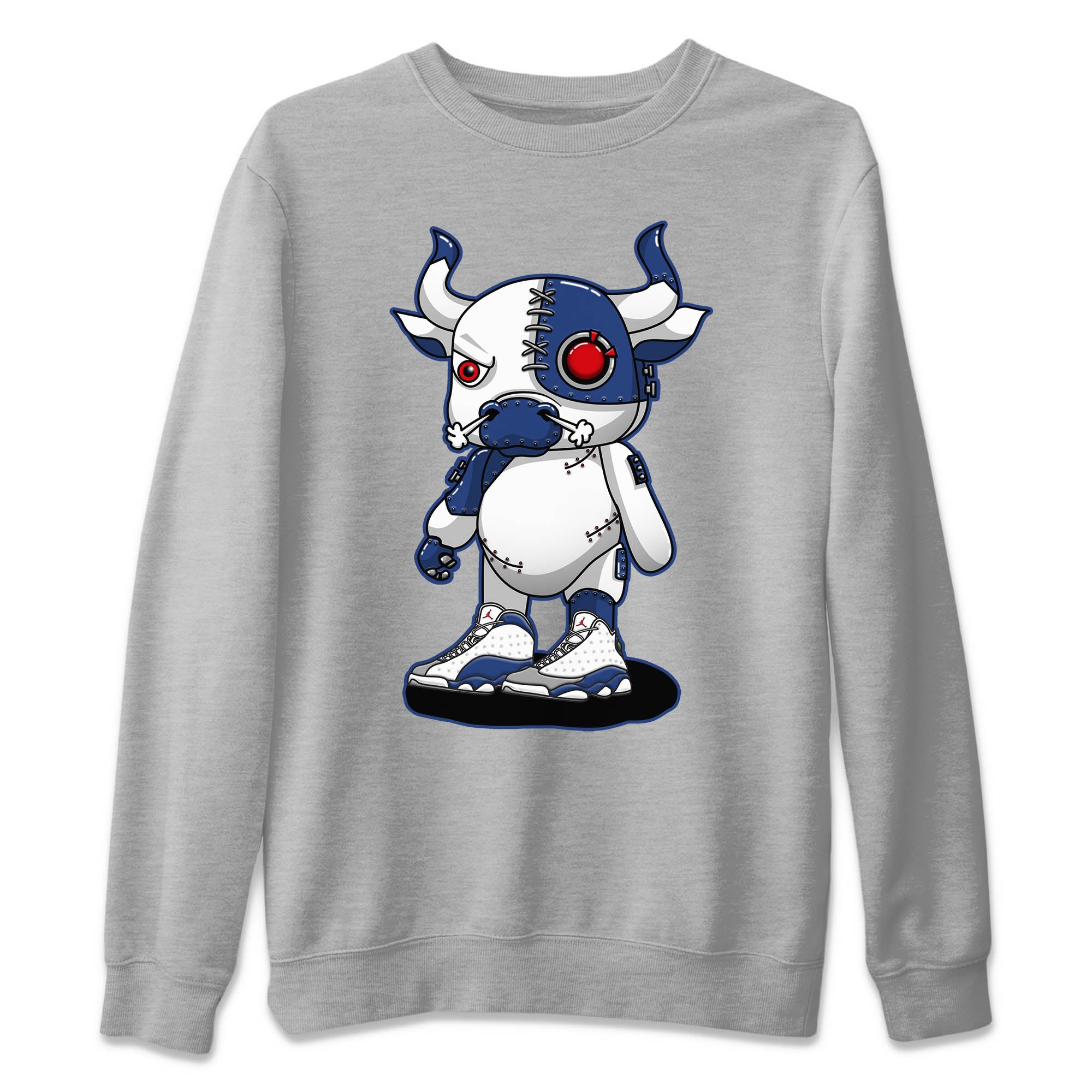Jordan 13 French Blue Sneaker Match Tees Cyborg Bull Sneaker Tees Jordan 13 French Blue Sneaker Release Tees Unisex Shirts