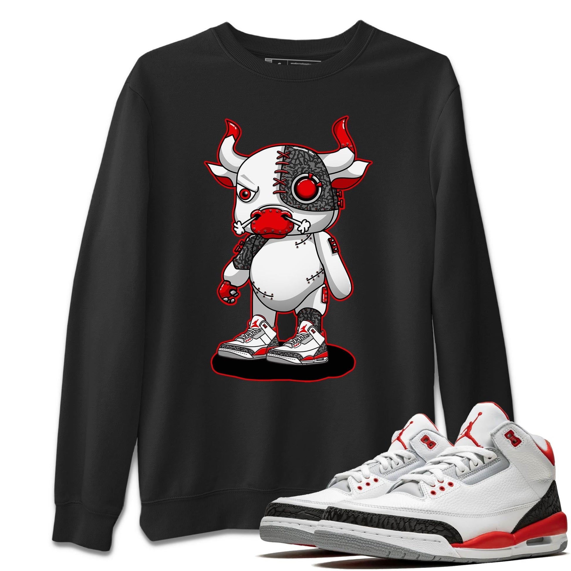 Jordan 3 Fire Red Sneaker Match Tees Cyborg Bull Sneaker Tees Jordan 3 Fire Red Sneaker Release Tees Unisex Shirts