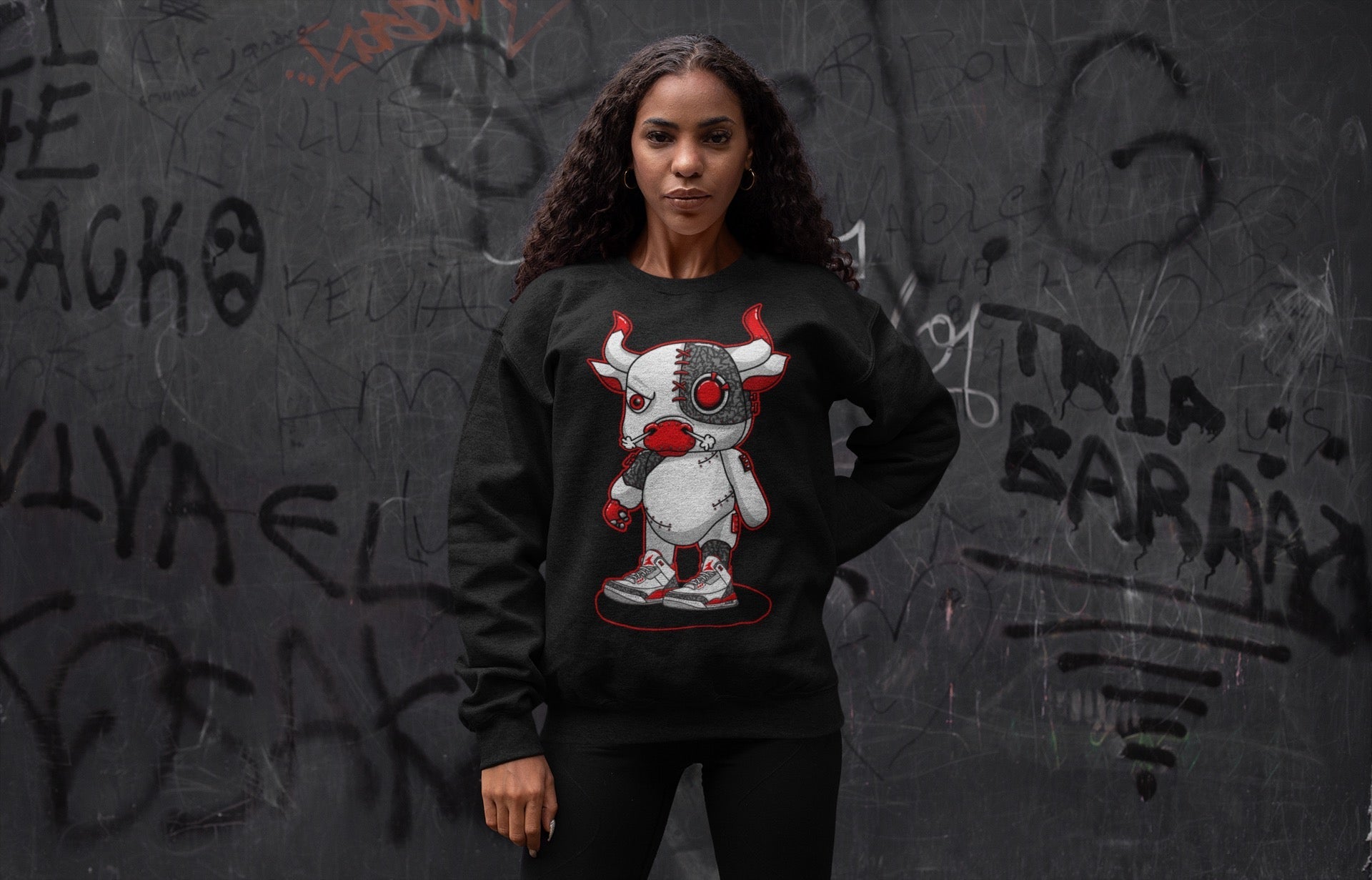 Jordan 3 Fire Red Sneaker Match Tees Cyborg Bull Sneaker Tees Jordan 3 Fire Red Sneaker Release Tees Unisex Shirts