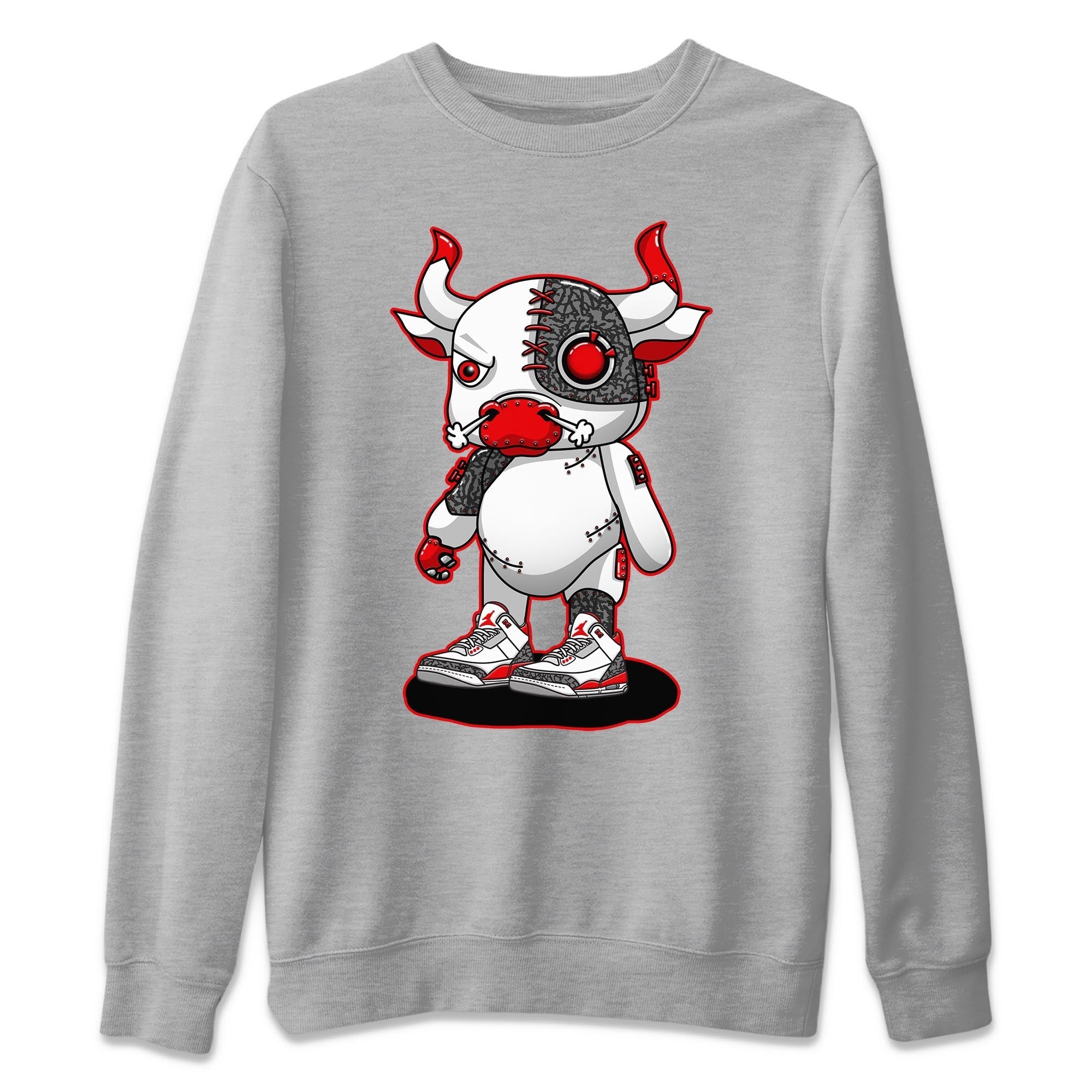 Jordan 3 Fire Red Sneaker Match Tees Cyborg Bull Sneaker Tees Jordan 3 Fire Red Sneaker Release Tees Unisex Shirts
