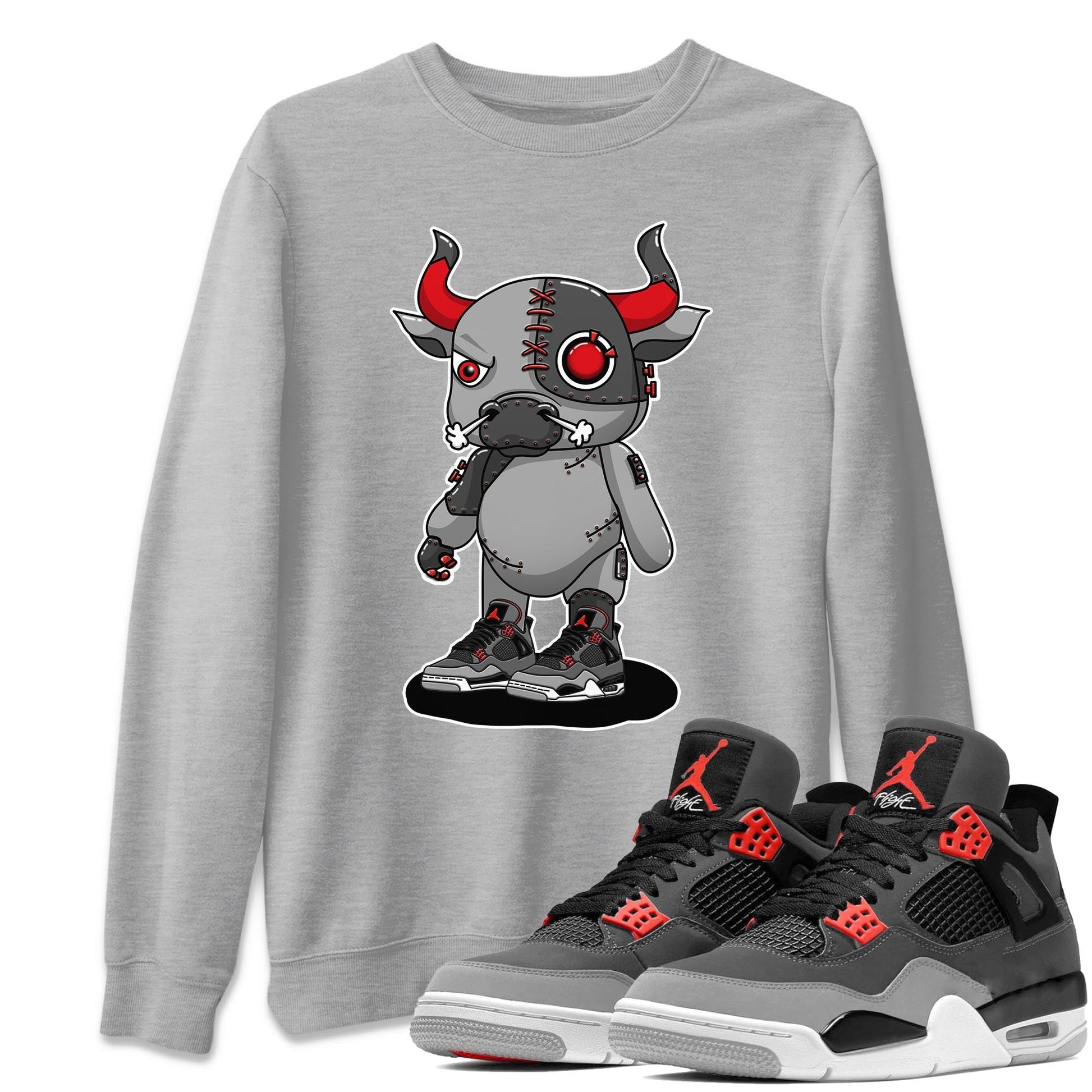 Jordan 4 Infrared Sneaker Match Tees Cyborg Bull Sneaker Tees Jordan 4 Infrared Sneaker Release Tees Unisex Shirts