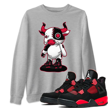Jordan 4 Red Thunder Sneaker Match Tees Cyborg Bull Sneaker Tees Jordan 4 Red Thunder Sneaker Release Tees Unisex Shirts