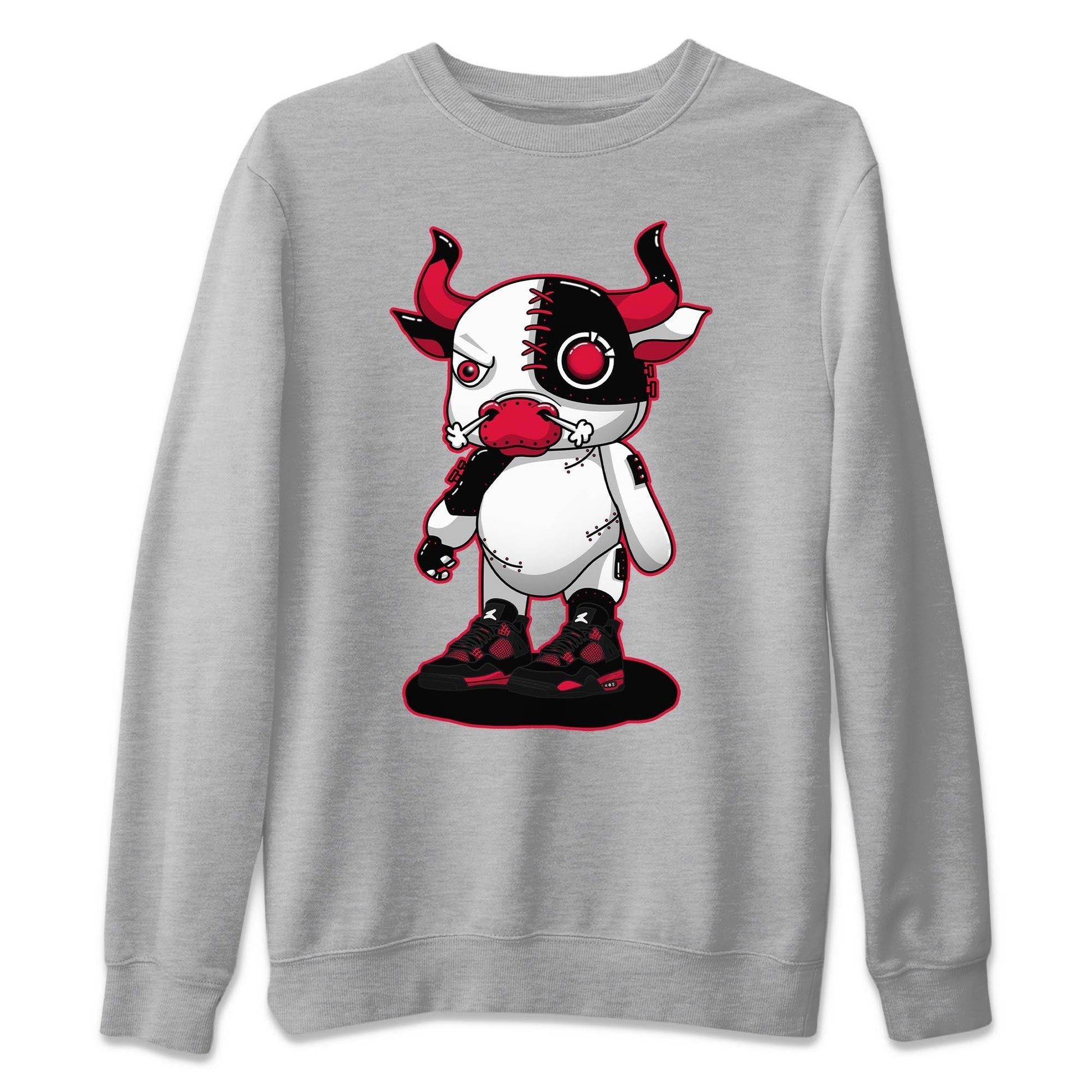 Jordan 4 Red Thunder Sneaker Match Tees Cyborg Bull Sneaker Tees Jordan 4 Red Thunder Sneaker Release Tees Unisex Shirts