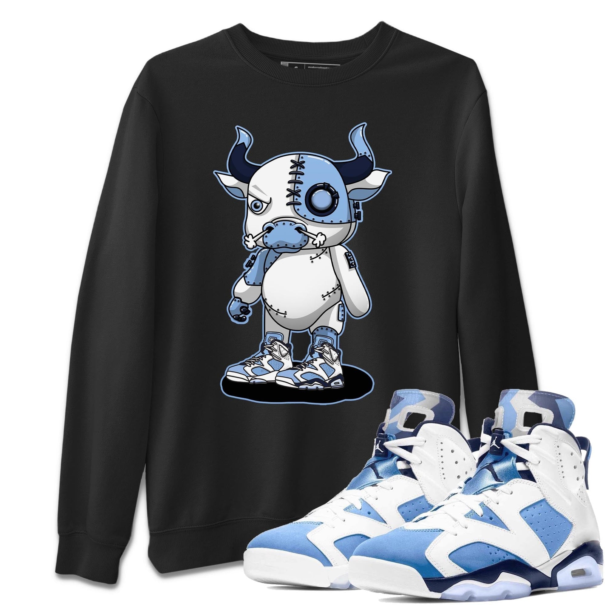 Jordan 6 UNC Sneaker Match Tees Cyborg Bull Sneaker Tees Jordan 6 UNC Sneaker Release Tees Unisex Shirts