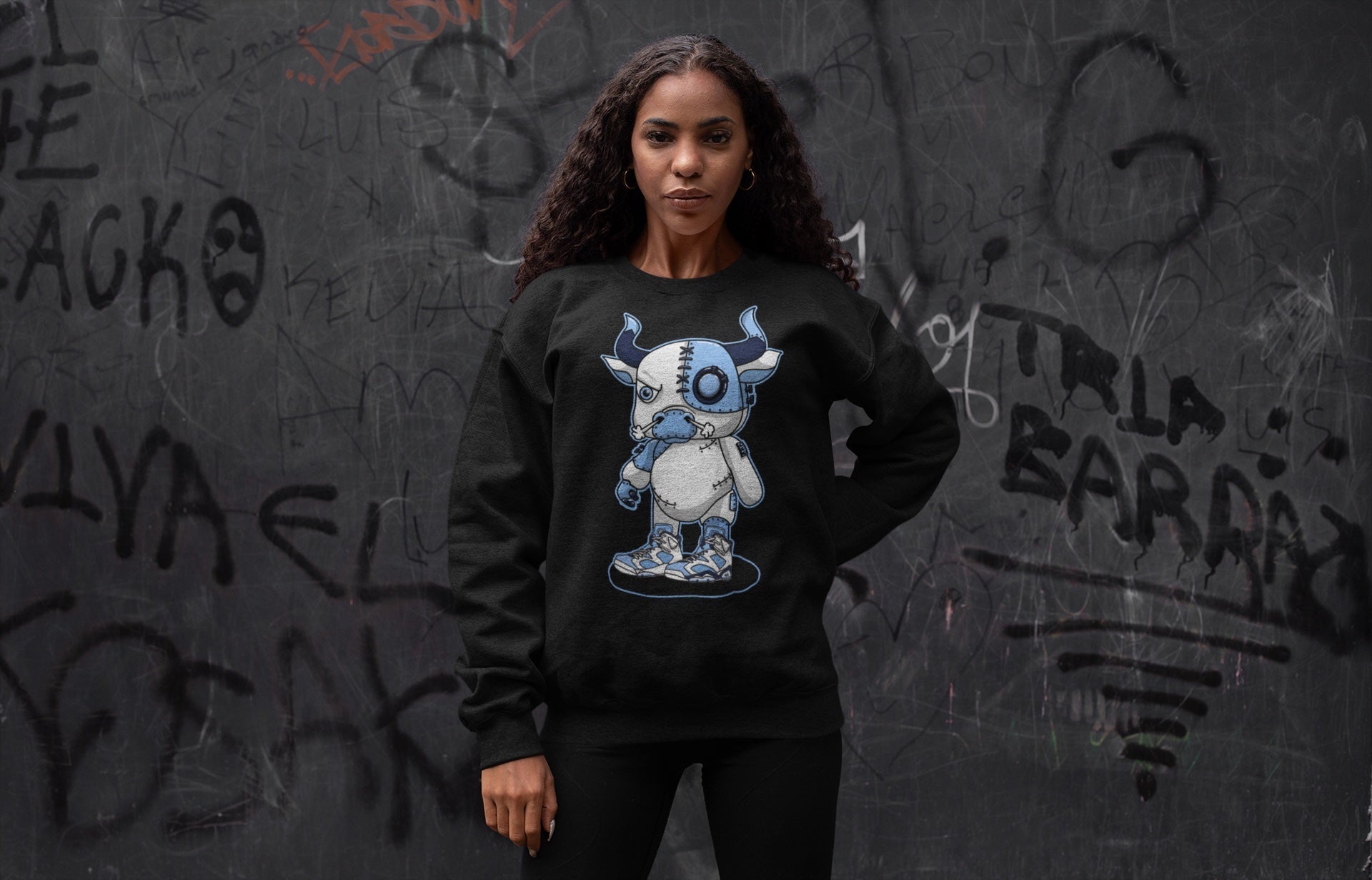 Jordan 6 UNC Sneaker Match Tees Cyborg Bull Sneaker Tees Jordan 6 UNC Sneaker Release Tees Unisex Shirts