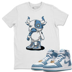 Jordan 1 Denim Sneaker Match Tees Cyborg Bull Sneaker Tees Jordan 1 Denim Sneaker Release Tees Unisex Shirts