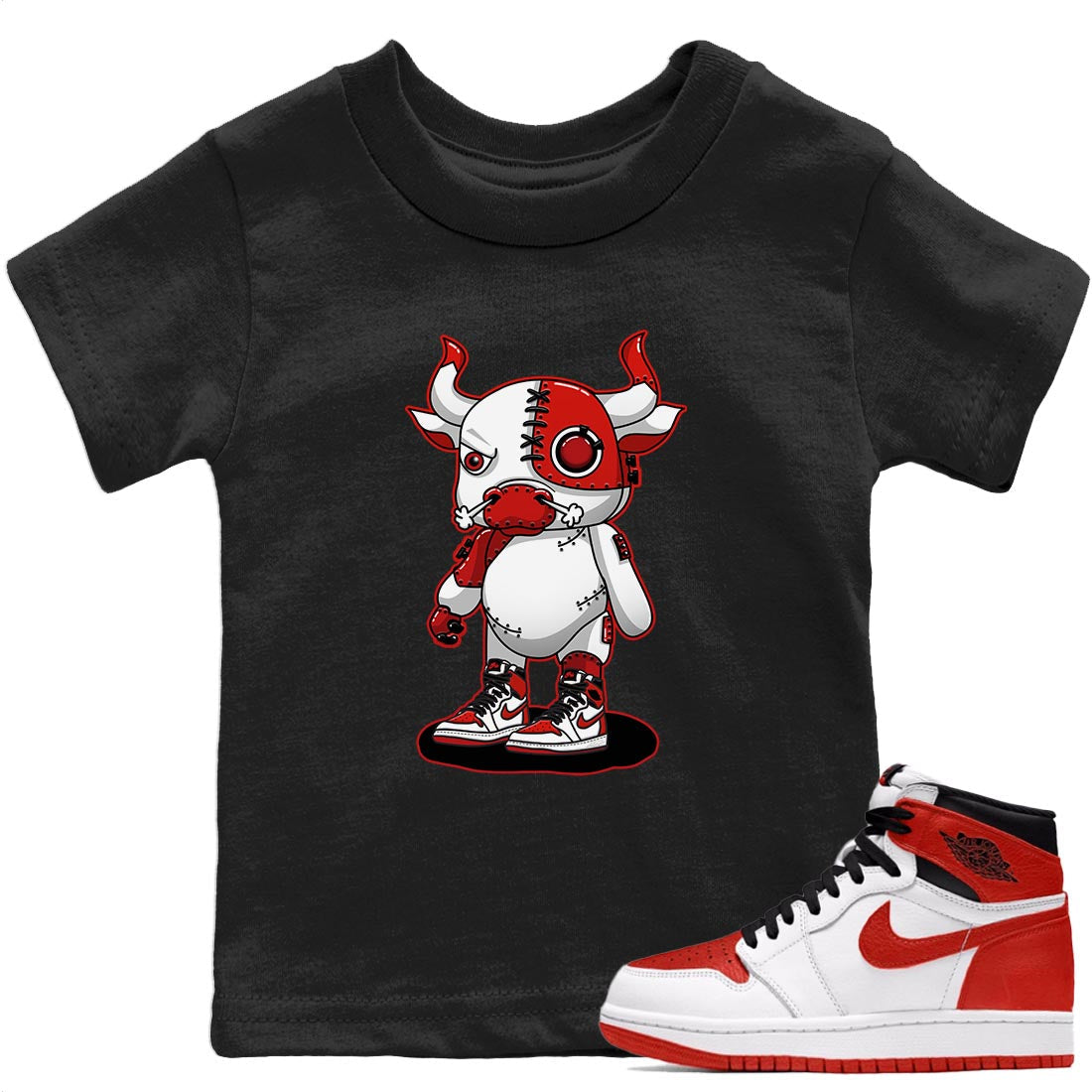 Jordan 1 Heritage Sneaker Match Tees Cyborg Bull Sneaker Tees Jordan 1 Heritage Sneaker Release Tees Kids Shirts