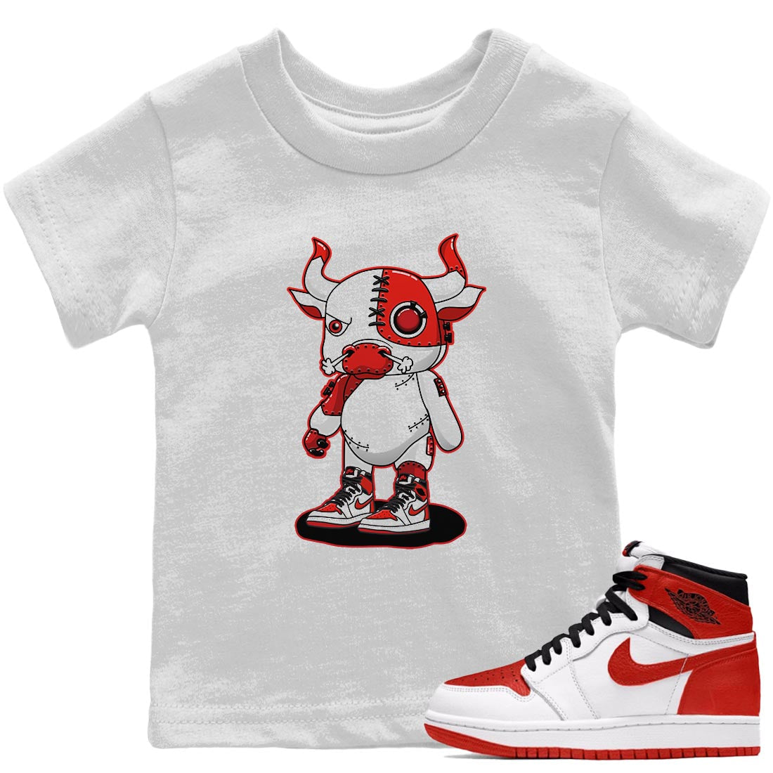 Jordan 1 Heritage Sneaker Match Tees Cyborg Bull Sneaker Tees Jordan 1 Heritage Sneaker Release Tees Kids Shirts