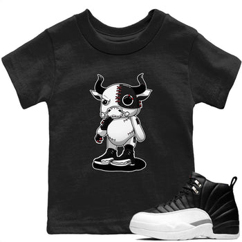 Jordan 12 Playoffs Sneaker Match Tees Cyborg Bull Sneaker Tees Jordan 12 Playoffs Sneaker Release Tees Kids Shirts