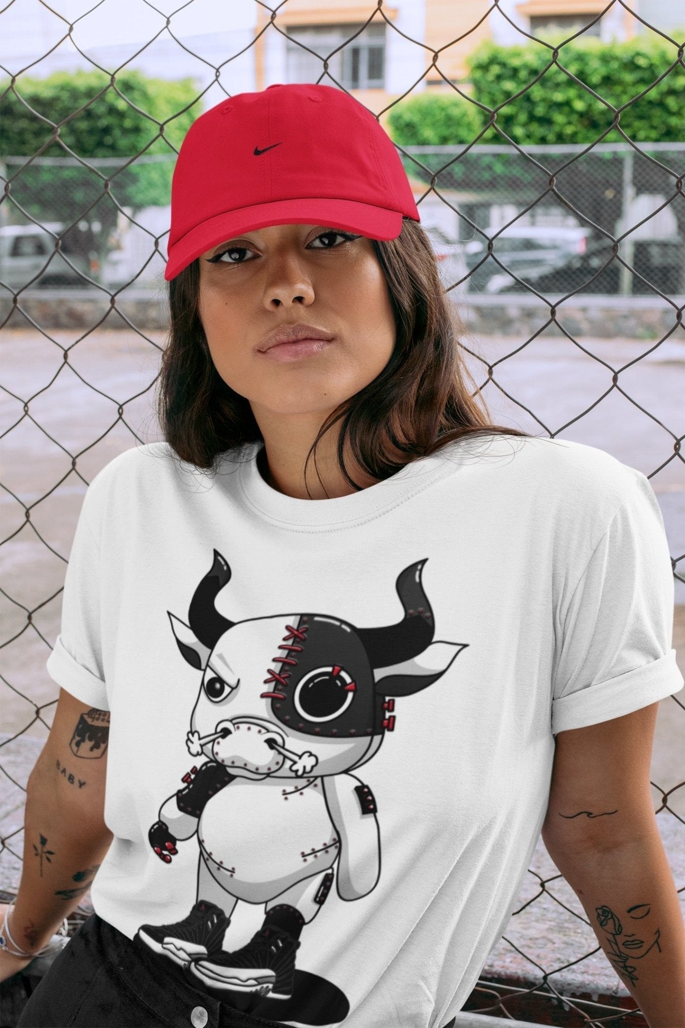 Jordan 12 Playoffs Sneaker Match Tees Cyborg Bull Sneaker Tees Jordan 12 Playoffs Sneaker Release Tees Unisex Shirts