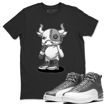 Jordan 12 Stealth Sneaker Match Tees Cyborg Bull Sneaker Tees Jordan 12 Stealth Sneaker Release Tees Unisex Shirts