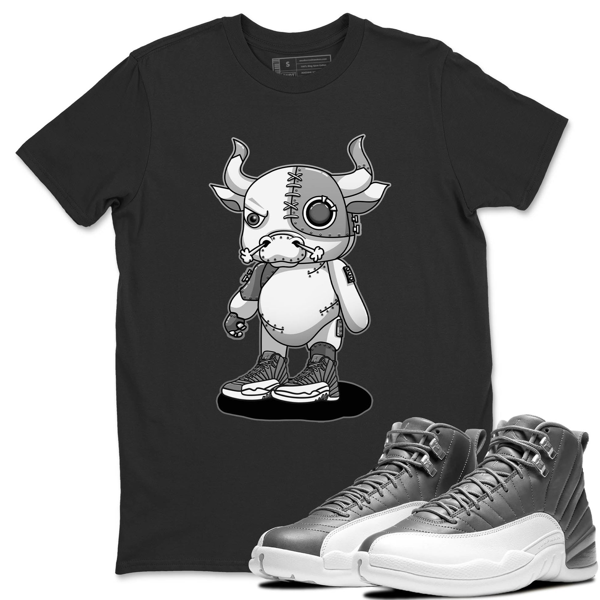 Jordan 12 Stealth Sneaker Match Tees Cyborg Bull Sneaker Tees Jordan 12 Stealth Sneaker Release Tees Unisex Shirts
