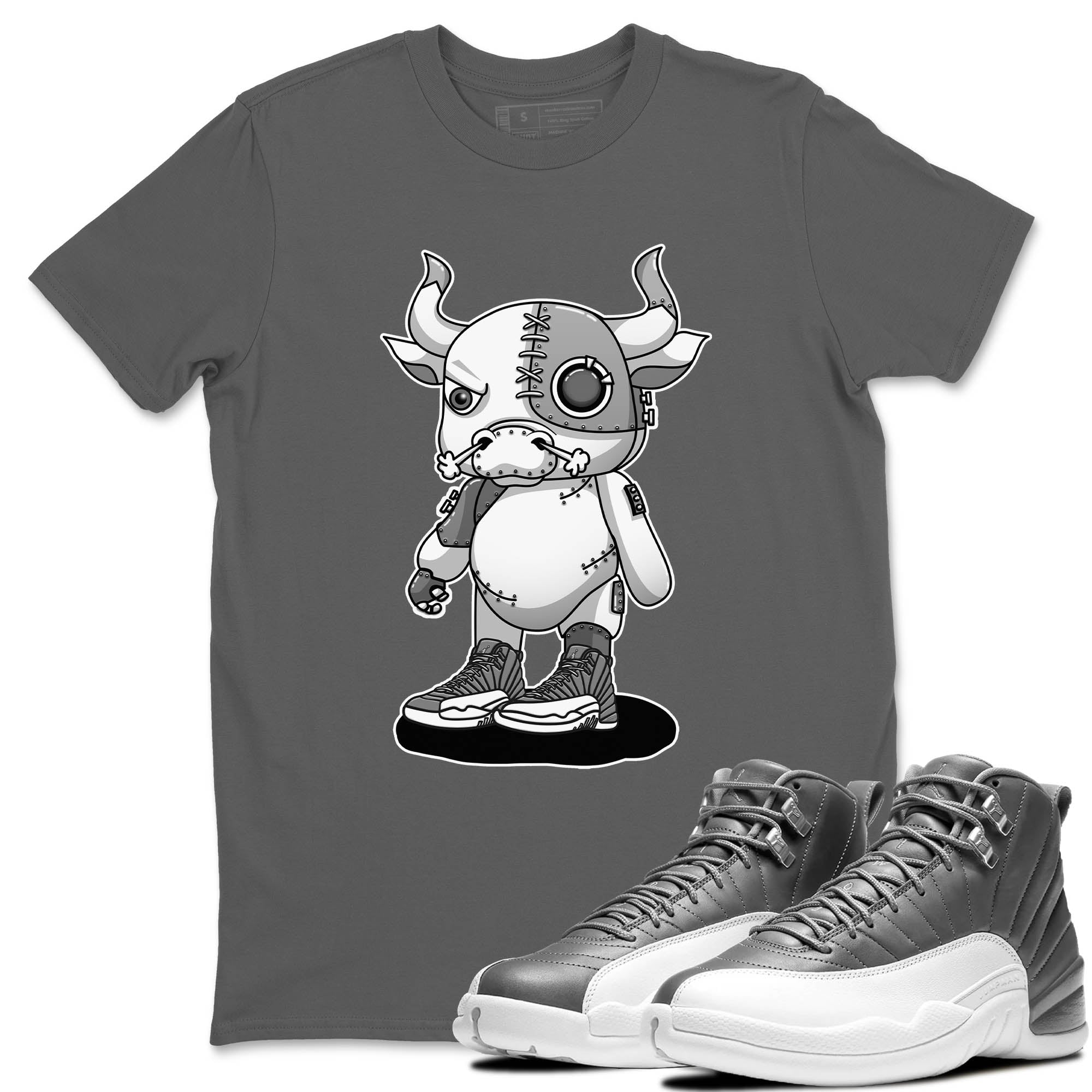 Jordan 12 Stealth Sneaker Match Tees Cyborg Bull Sneaker Tees Jordan 12 Stealth Sneaker Release Tees Unisex Shirts