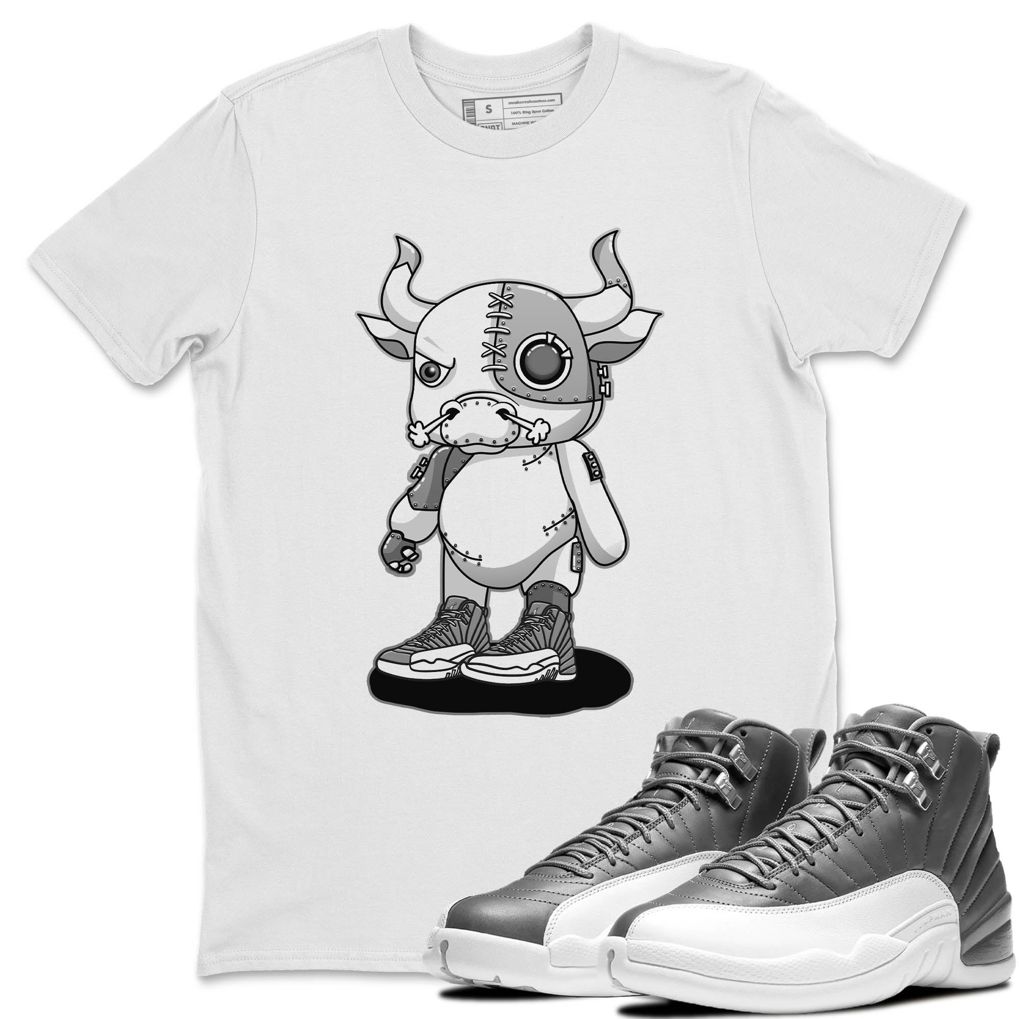 Jordan 12 Stealth Sneaker Match Tees Cyborg Bull Sneaker Tees Jordan 12 Stealth Sneaker Release Tees Unisex Shirts