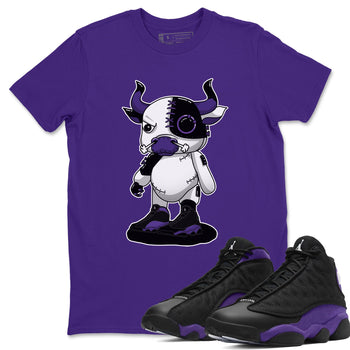 Jordan 13 Court Purple Sneaker Match Tees Cyborg Bull Sneaker Tees Jordan 13 Court Purple Sneaker Release Tees Unisex Shirts