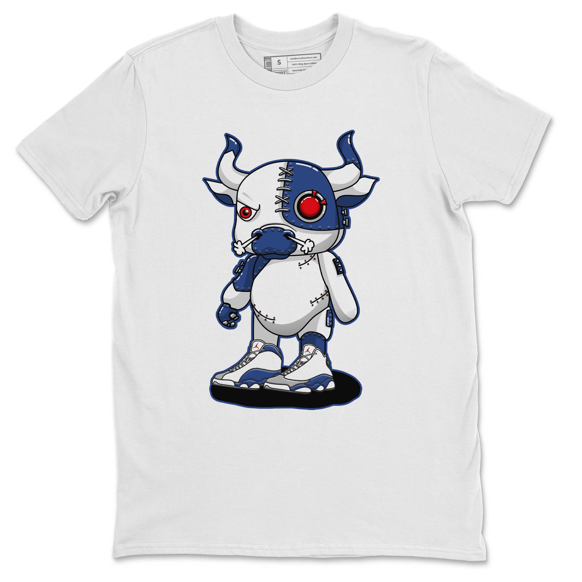 Jordan 13 French Blue Sneaker Match Tees Cyborg Bull Sneaker Tees Jordan 13 French Blue Sneaker Release Tees Unisex Shirts