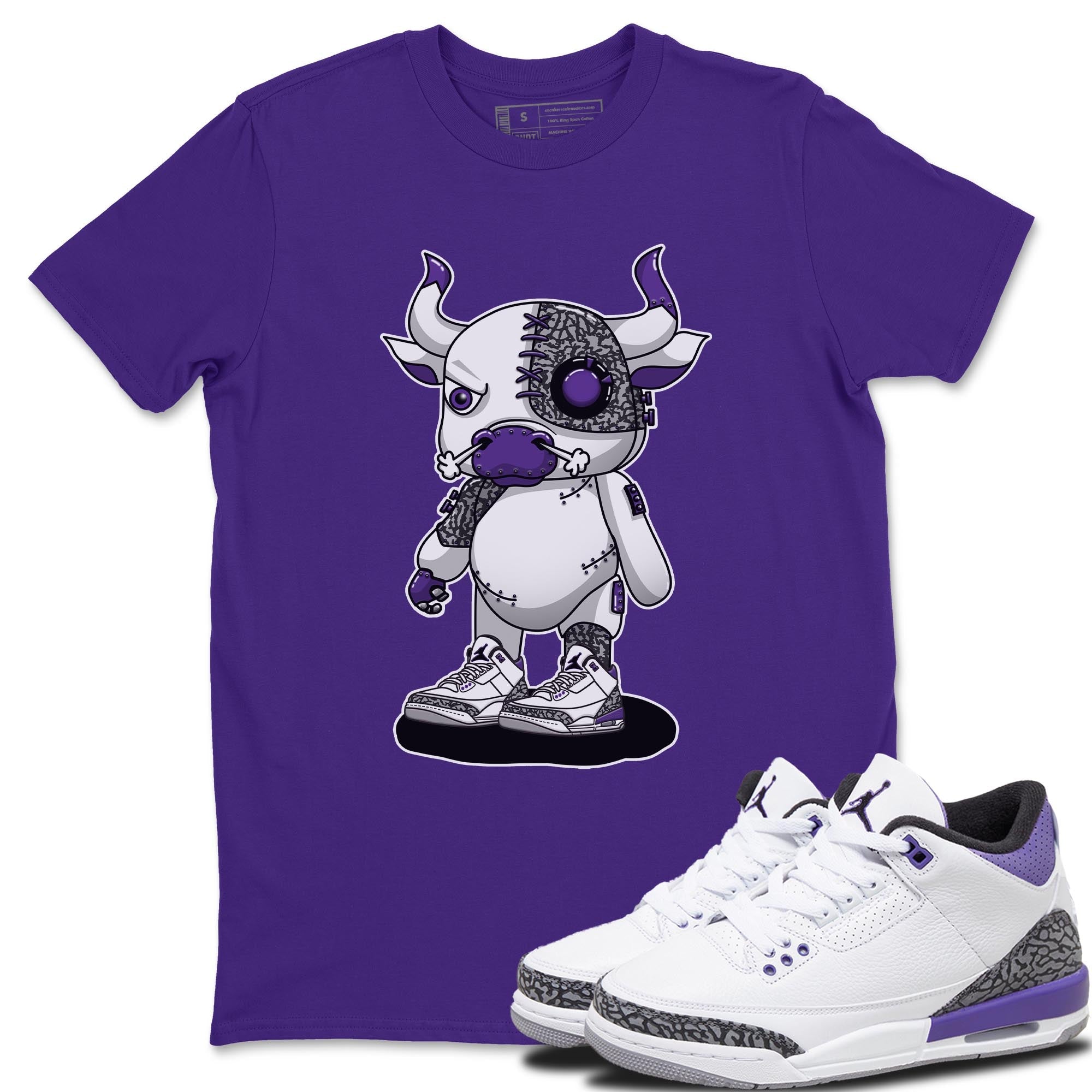 Jordan 3 Dark Iris Sneaker Match Tees Cyborg Bull Sneaker Tees Jordan 3 Dark Iris Sneaker Release Tees Unisex Shirts
