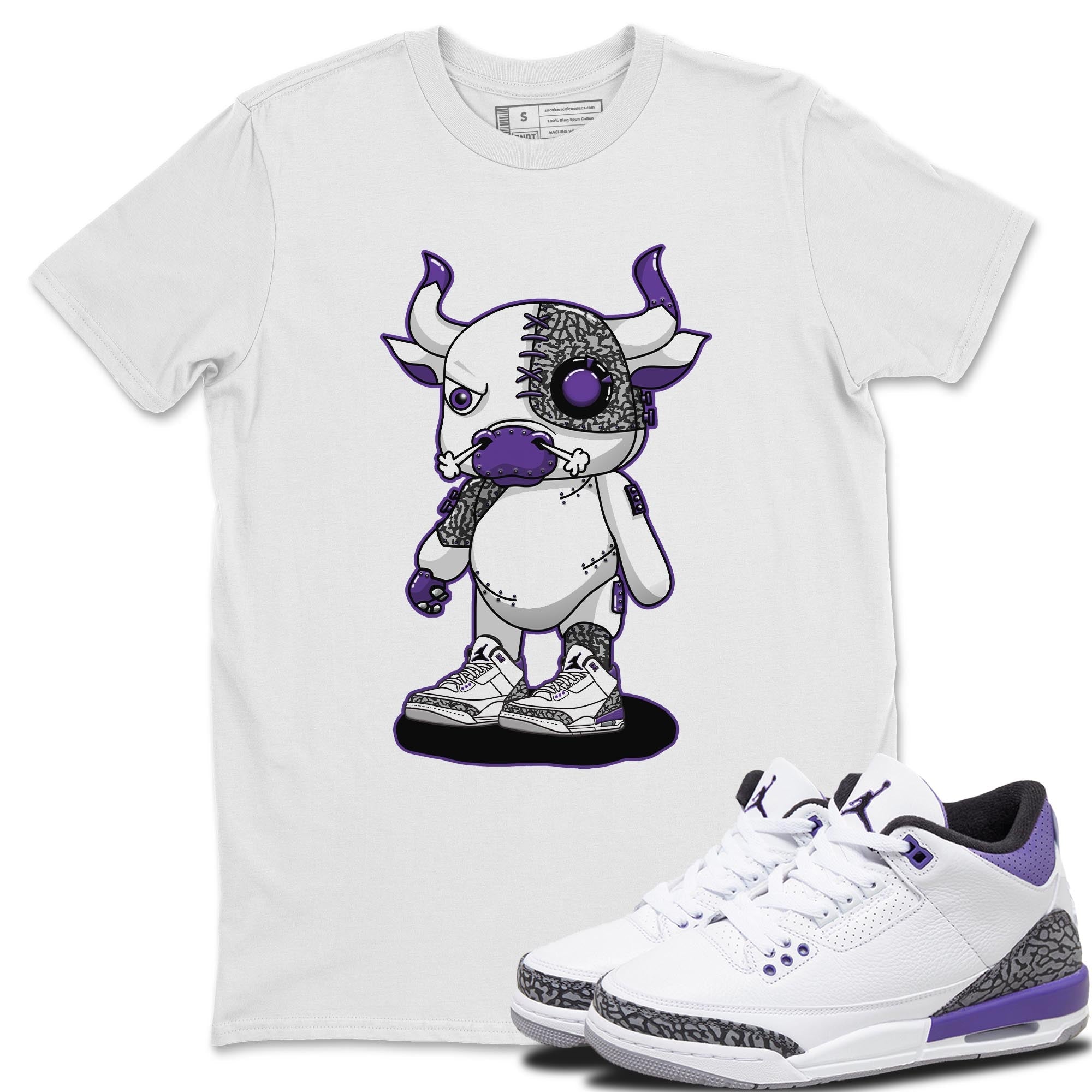 Jordan 3 Dark Iris Sneaker Match Tees Cyborg Bull Sneaker Tees Jordan 3 Dark Iris Sneaker Release Tees Unisex Shirts