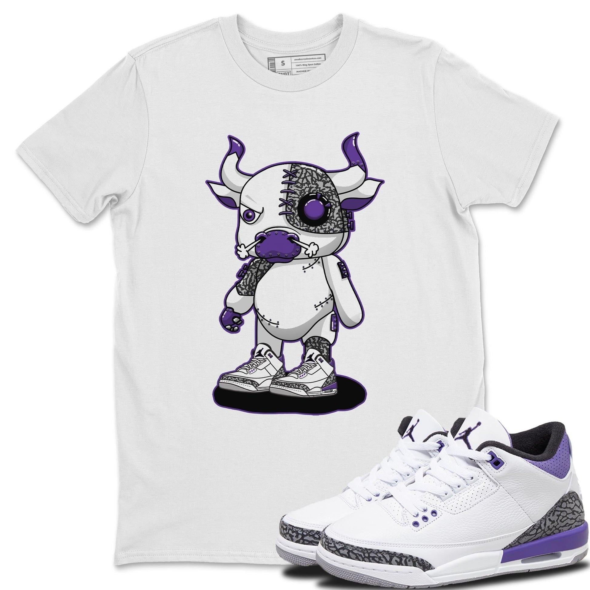 Jordan 3 Dark Iris Sneaker Match Tees Cyborg Bull Sneaker Tees Jordan 3 Dark Iris Sneaker Release Tees Unisex Shirts