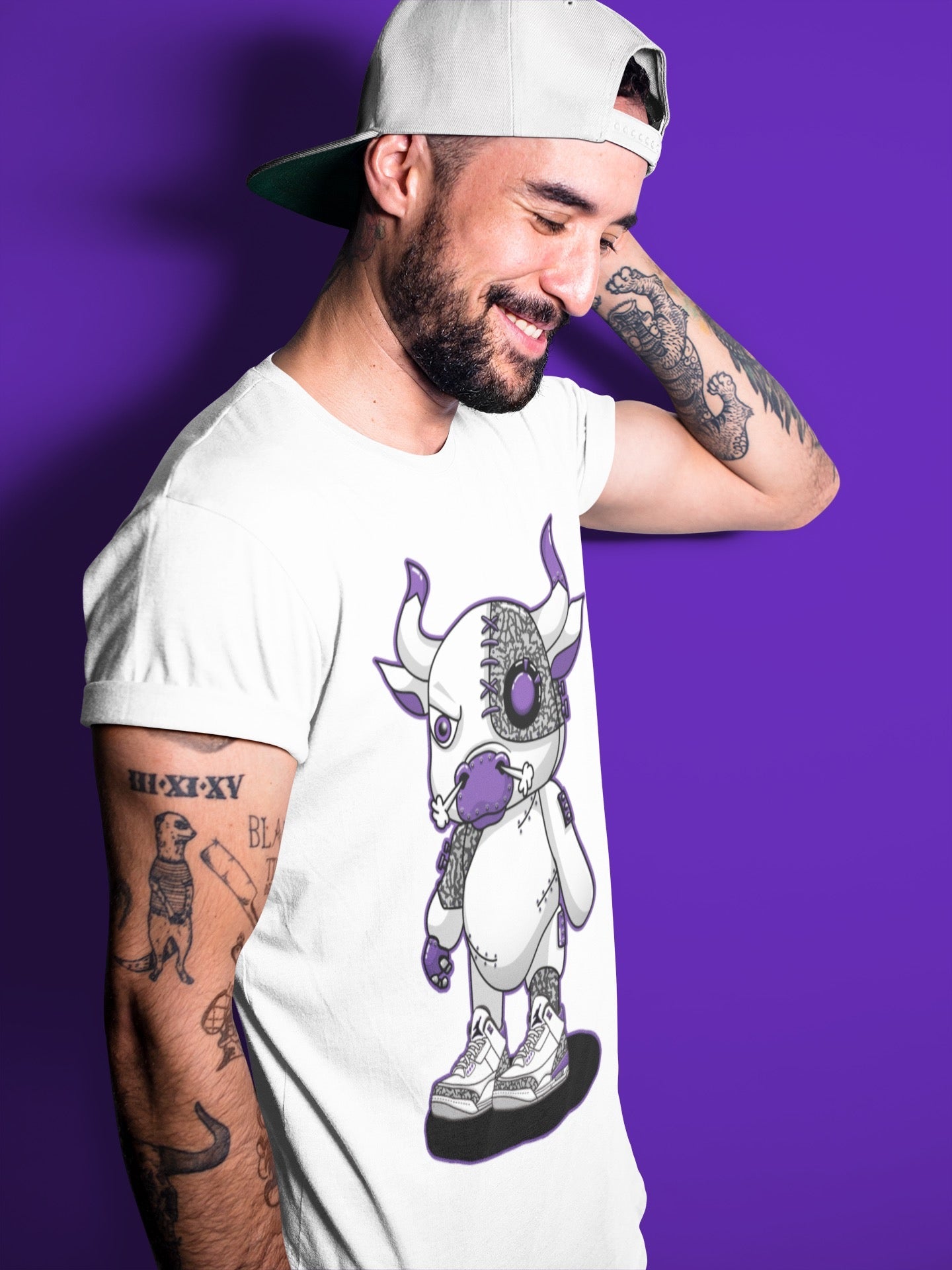 Jordan 3 Dark Iris Sneaker Match Tees Cyborg Bull Sneaker Tees Jordan 3 Dark Iris Sneaker Release Tees Unisex Shirts