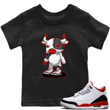 Jordan 3 Fire Red Sneaker Match Tees Cyborg Bull Sneaker Tees Jordan 3 Fire Red Sneaker Release Tees Kids Shirts