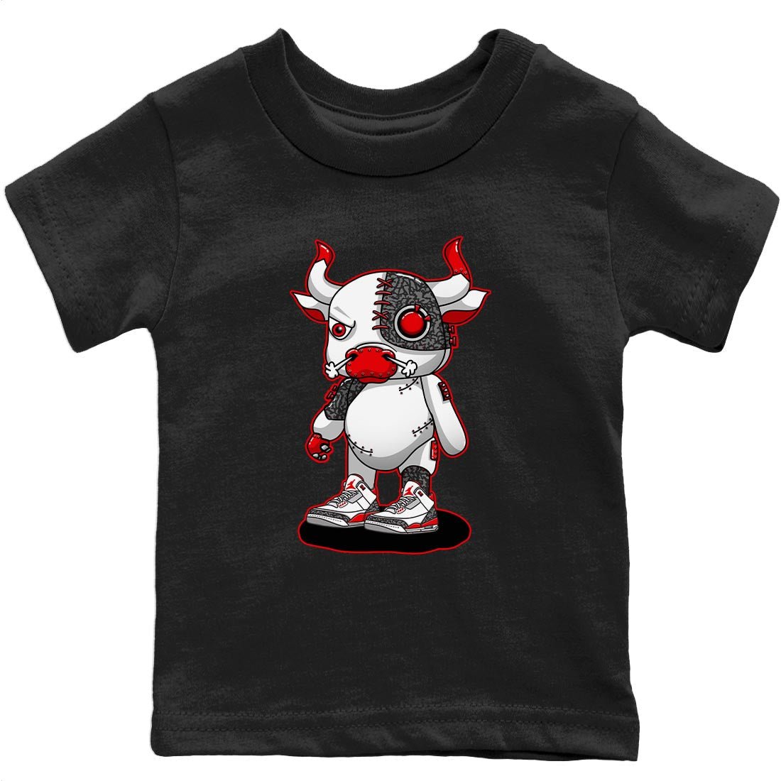 Jordan 3 Fire Red Sneaker Match Tees Cyborg Bull Sneaker Tees Jordan 3 Fire Red Sneaker Release Tees Kids Shirts