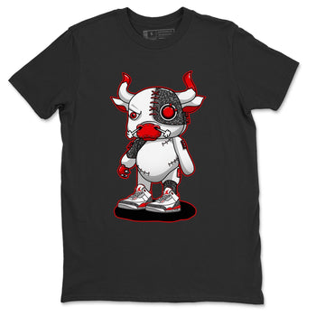 Jordan 3 Fire Red Sneaker Match Tees Cyborg Bull Sneaker Tees Jordan 3 Fire Red Sneaker Release Tees Unisex Shirts