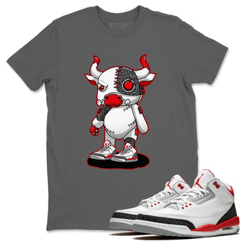 Jordan 3 Fire Red Sneaker Match Tees Cyborg Bull Sneaker Tees Jordan 3 Fire Red Sneaker Release Tees Unisex Shirts