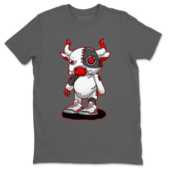 Jordan 3 Fire Red Sneaker Match Tees Cyborg Bull Sneaker Tees Jordan 3 Fire Red Sneaker Release Tees Unisex Shirts