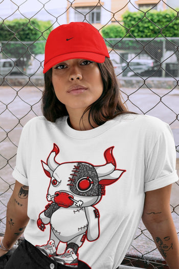 Jordan 3 Fire Red Sneaker Match Tees Cyborg Bull Sneaker Tees Jordan 3 Fire Red Sneaker Release Tees Unisex Shirts