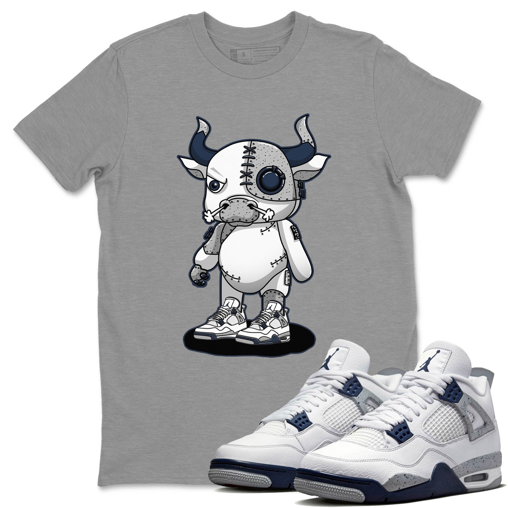 Jordan 4 Midnight Navy Sneaker Match Tees Cyborg Bull Sneaker Tees Jordan 4 Midnight Navy Sneaker Release Tees Unisex Shirts