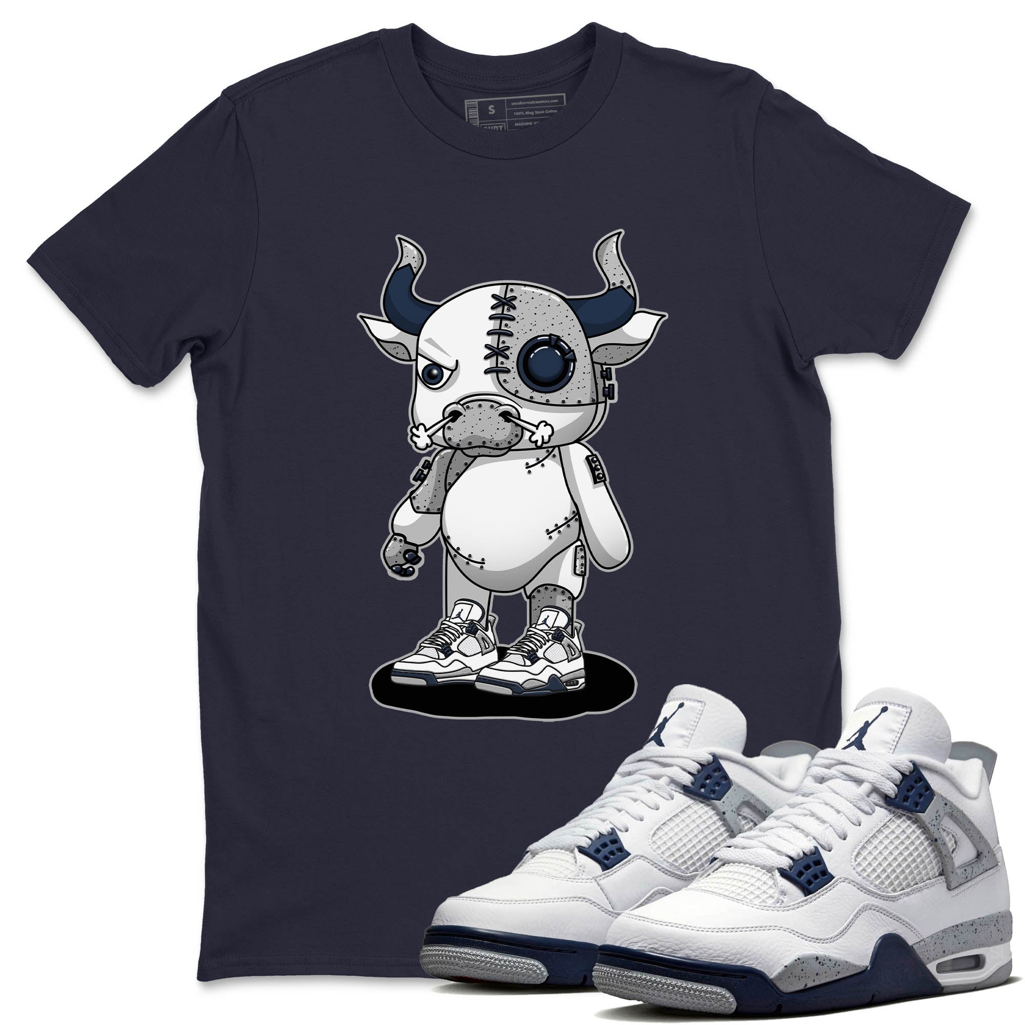 Jordan 4 Midnight Navy Sneaker Match Tees Cyborg Bull Sneaker Tees Jordan 4 Midnight Navy Sneaker Release Tees Unisex Shirts