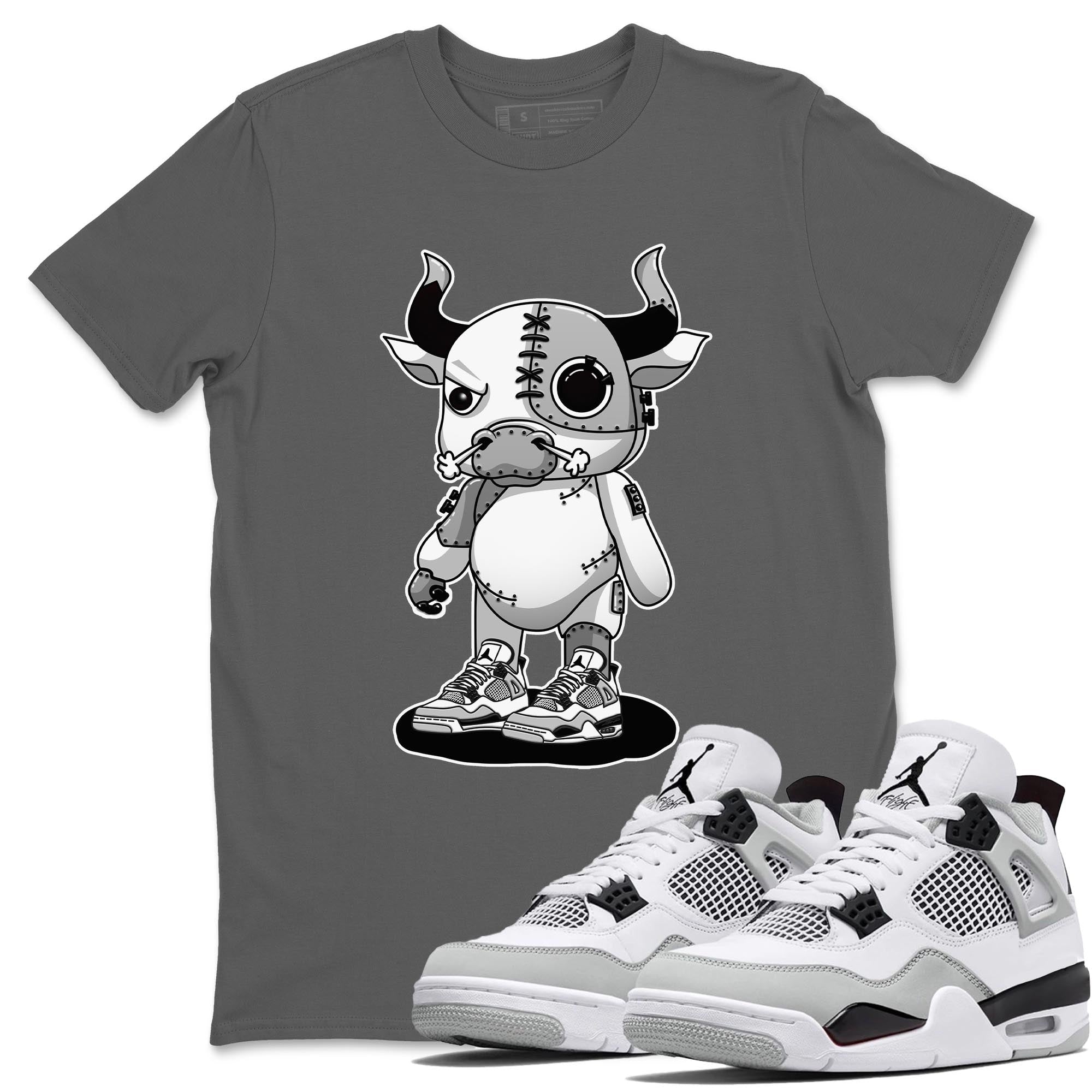 Jordan 4 Military Black Sneaker Match Tees Cyborg Bull Sneaker Tees Jordan 4 Military Black Sneaker Release Tees Unisex Shirts