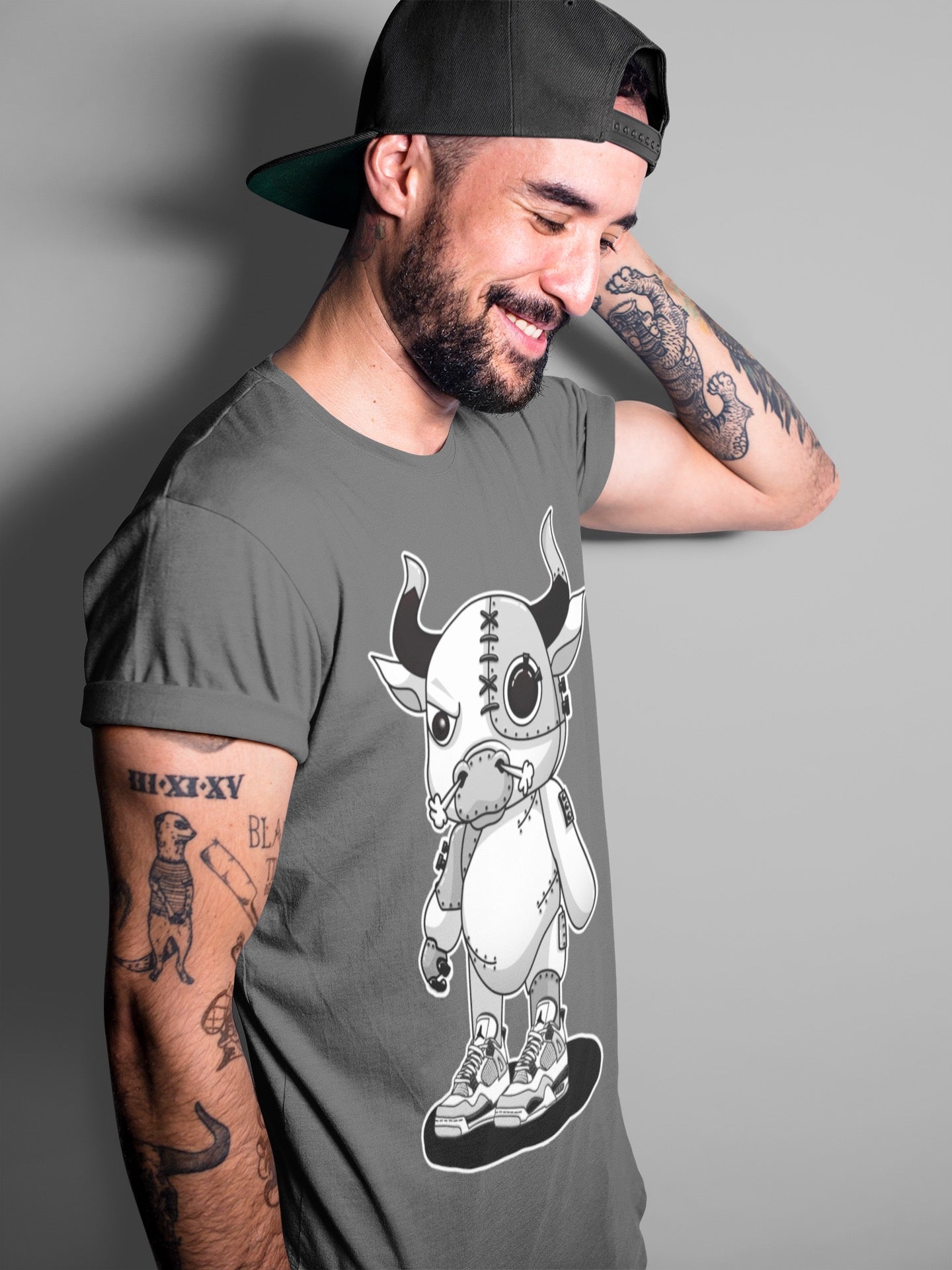 Jordan 4 Military Black Sneaker Match Tees Cyborg Bull Sneaker Tees Jordan 4 Military Black Sneaker Release Tees Unisex Shirts