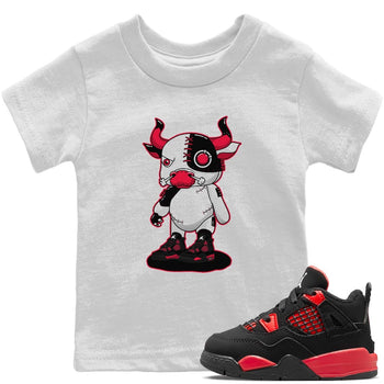 Jordan 4 Red Thunder Sneaker Match Tees Cyborg Bull Sneaker Tees Jordan 4 Red Thunder Sneaker Release Tees Kids Shirts
