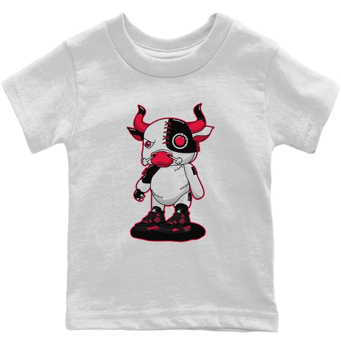 Jordan 4 Red Thunder Sneaker Match Tees Cyborg Bull Sneaker Tees Jordan 4 Red Thunder Sneaker Release Tees Kids Shirts